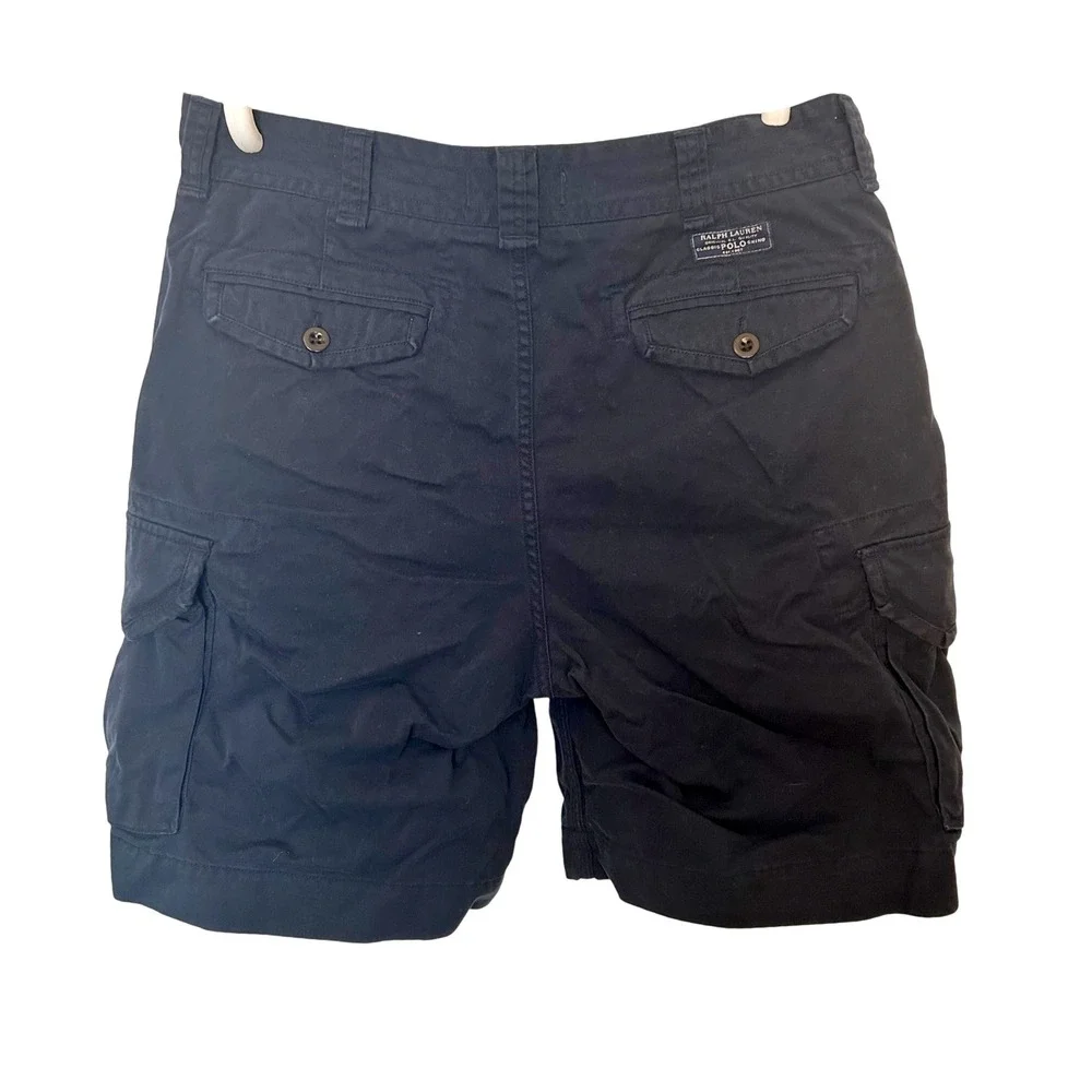 Vintage Y2k Ralph Lauren Polo Chinos 36 Navy Gellar Fatigue Cargo Shorts Utility
